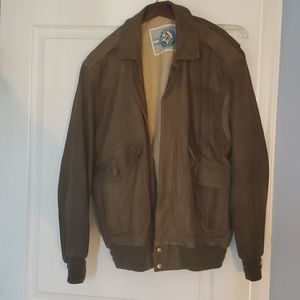 Genuine leather bomber jacket